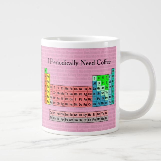 I Periodically Need Coffee- Periodic Table Large Coffee Mug (Right)