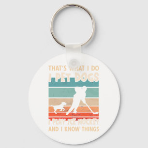 I Pet Dogs I Play Ice Hockey Design - Men Ice Hock Key Ring