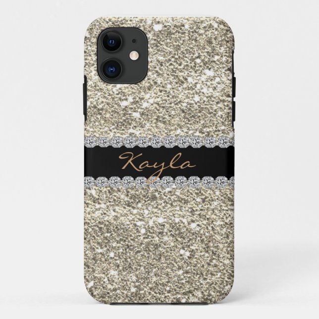 I phone 5 CASE Custom GOLD GLITTER Bling (Back)