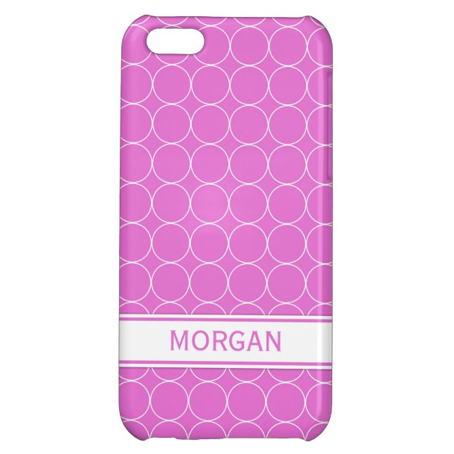 i Phone 5 Custom Name Pink White Circles Pattern iPhone Case (Back)