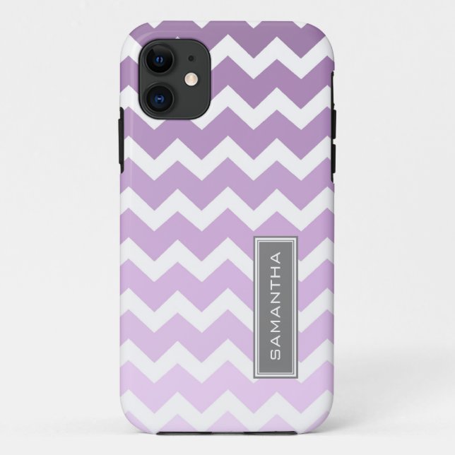 i Phone 5 Purple Ombre Chevron Custom Name Case-Mate iPhone Case (Back)