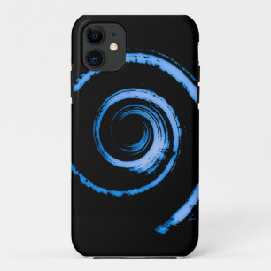 I Phone blue spiral on black case