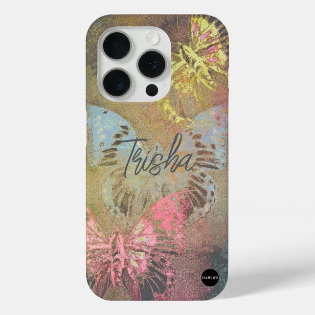 I Phone Case Butterfly Mix Distressed HAMbyWG (Back)