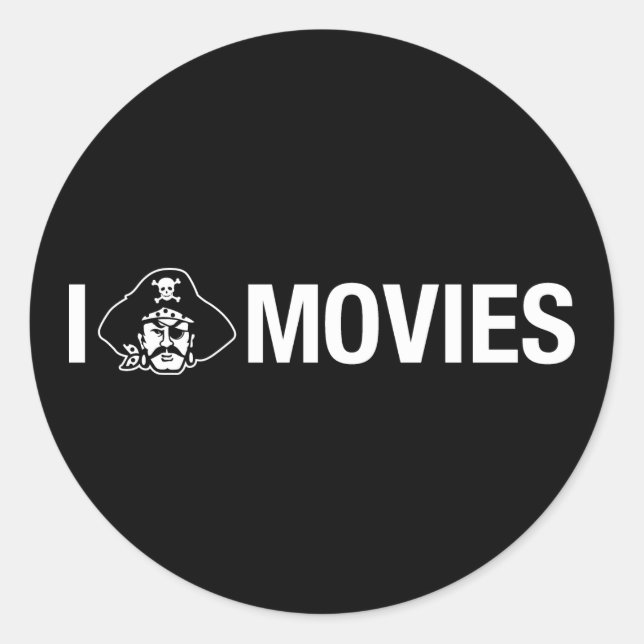 i pirate movies classic round sticker (Front)