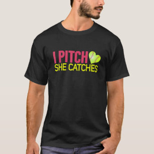 I Pitch She Catches Baseball T Shirt Gift For Coup