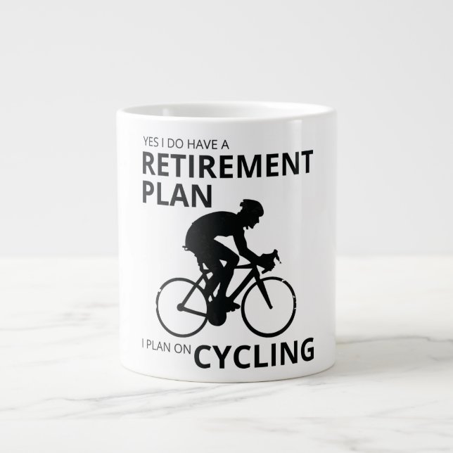 I plan on cycling when i retire large coffee mug (Front)