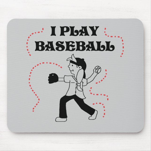I Play Baseball- Girl Tshirts and Gifts Mouse Pad (Front)