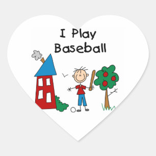 I Play Baseball Heart Sticker