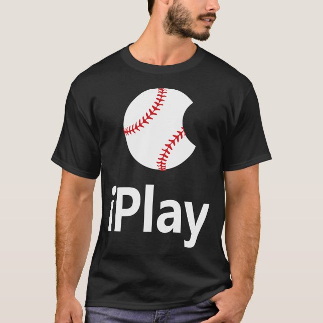i play baseball Logo baseball funny s baseball glo T-Shirt (Front)