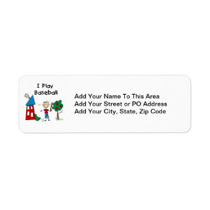 I Play Baseball Return Address Label