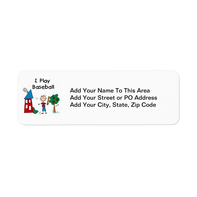 I Play Baseball Return Address Label (Front)