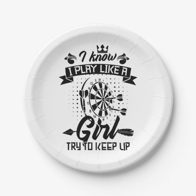 I Play Dart Like A Girl Paper Plate (Front)