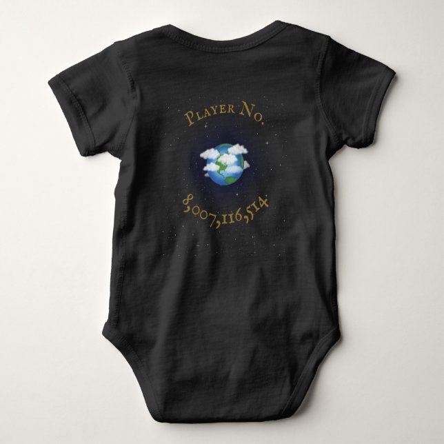 "I Play For Team Earth" World Population Baby Bodysuit (Back)