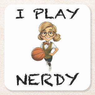 I Play Nerdy Square Paper Coaster