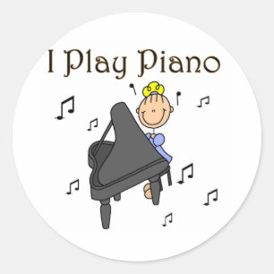 I Play Piano T-shirts and Gifts Classic Round Sticker