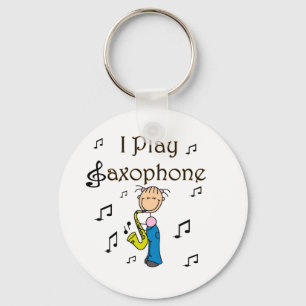 I Play Saxophone Stick Figure T-shirts and Gifts Key Ring