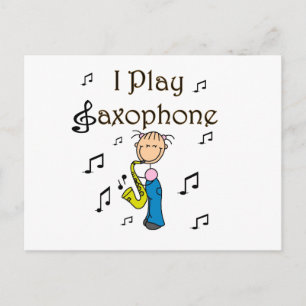 I Play Saxophone Stick Figure T-shirts and Gifts Postcard