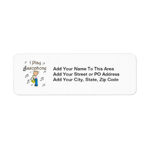 I Play Saxophone Stick Figure T-shirts and Gifts Return Address Label