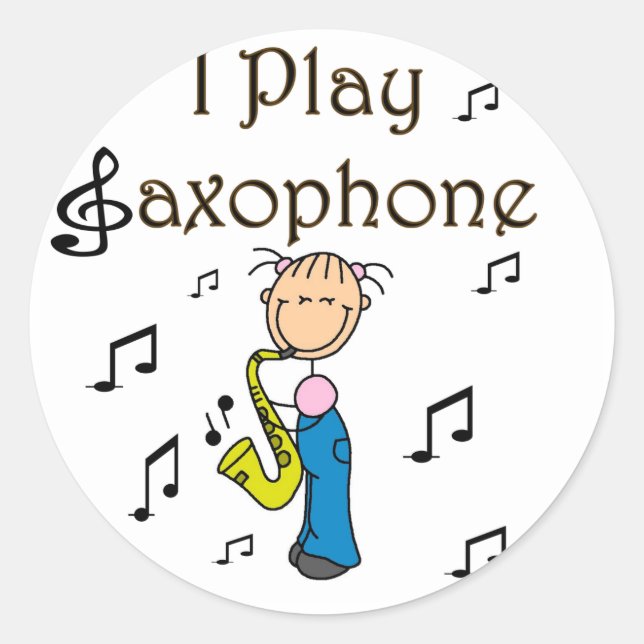 I Play Saxophone T-shirts and Gifts Classic Round Sticker (Front)