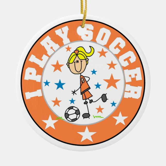 I Play Soccer T-shirts and Gifts Ceramic Tree Decoration (Front)