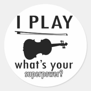I play the Violin Classic Round Sticker