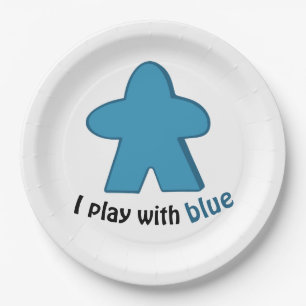I Play with Blue Meeples Boy Gender Reveal Party Paper Plate