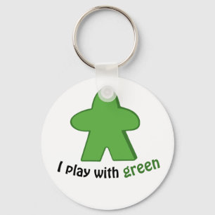 I Play with Green Meeples Key Ring