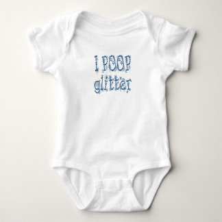 I Poop Glitter Blue Baby Bodysuit