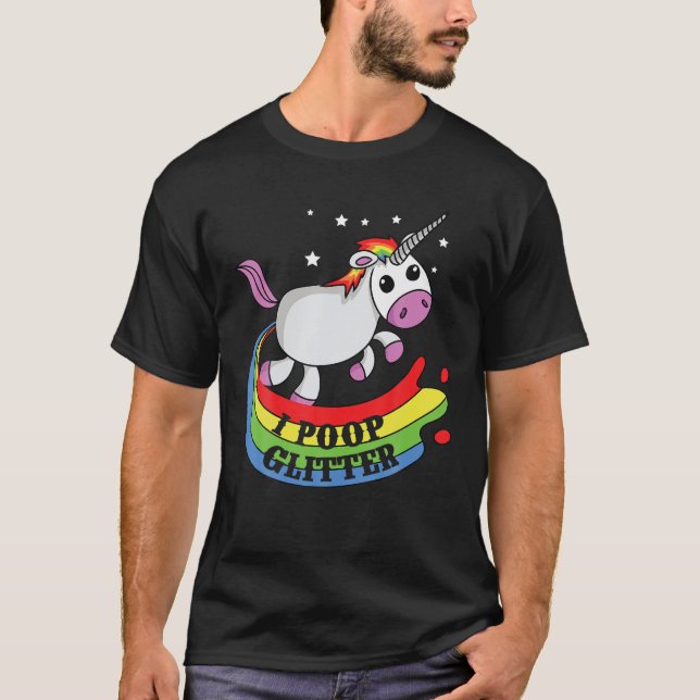 I Poop Glitter T Shirt Unicorn (Front)