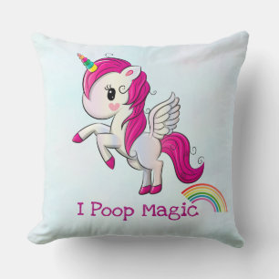I Poop Magic Funny Unicorn Saying Cushion