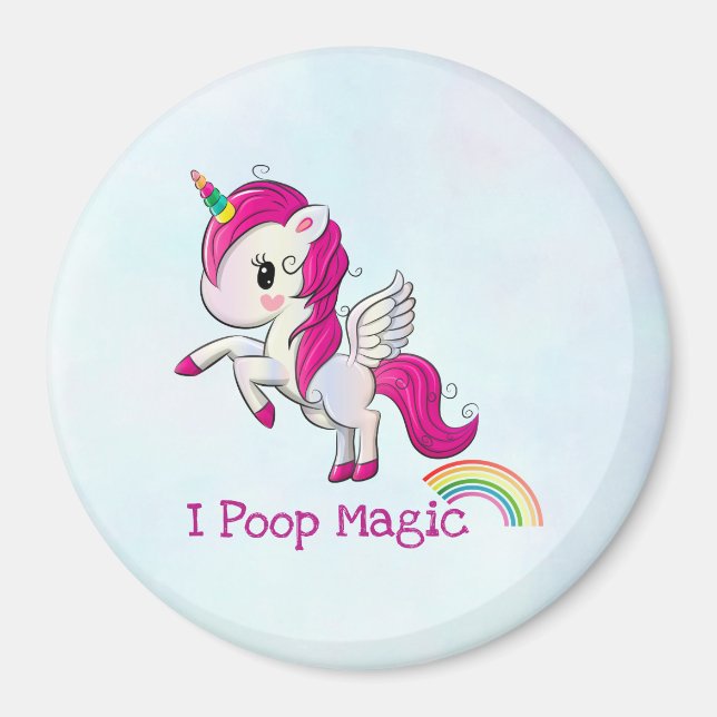 I Poop Magic Funny Unicorn Saying Magnet (Front)