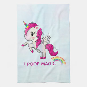 I Poop Magic Funny Unicorn Saying Tea Towel