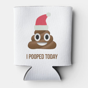 I Pooped Today Funny Brown Emoji Christmas Hat   Can Cooler
