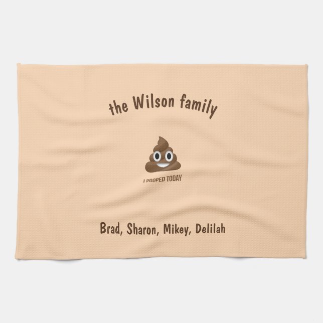 I Pooped Today Funny Emoticon Tea Towel (Horizontal)