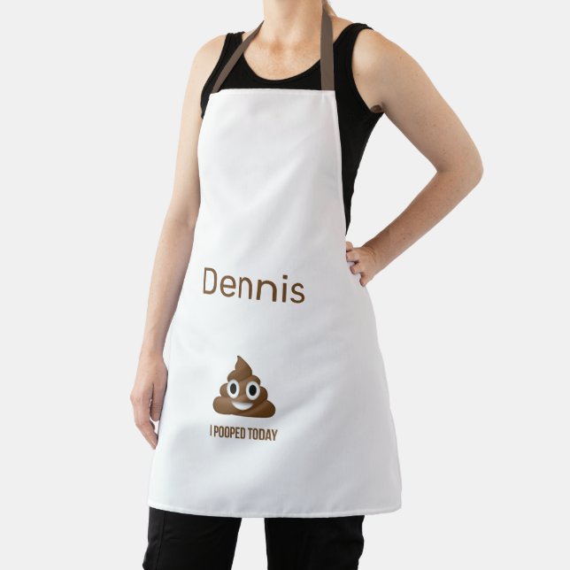 I Pooped Today Funny Poo Emoji Personalised  Apron (Insitu)