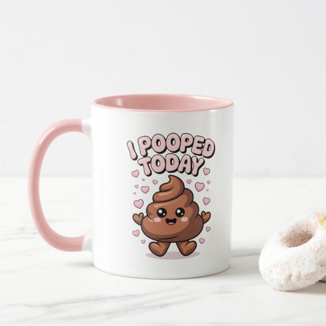i pooped today potty training mug (With Donut)