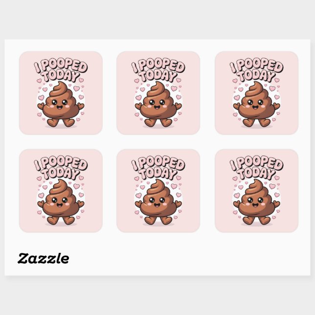 i pooped today potty training square sticker (Sheet)