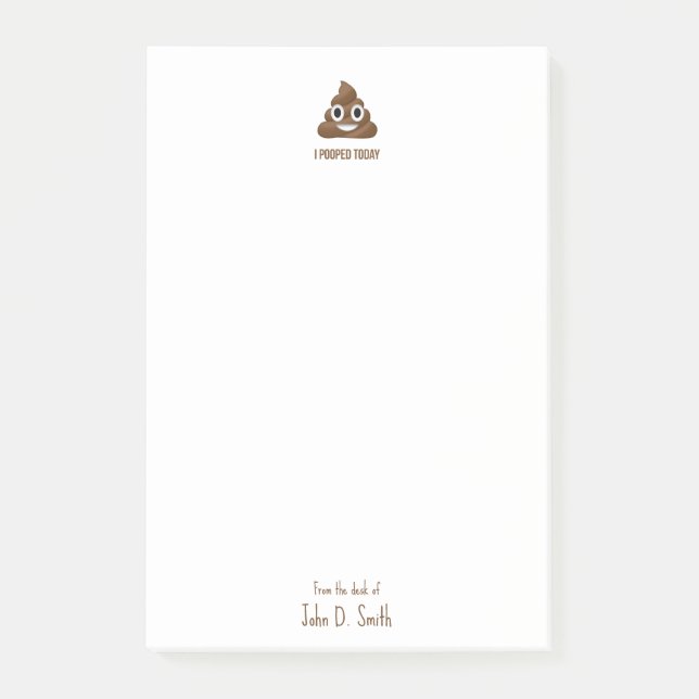 I Pooped Today Smiling Emoticon Personalised Post-it Notes (Front)