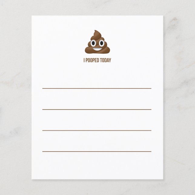 I Pooped Today Smiling Emoticon Sign In Sheet (Front)
