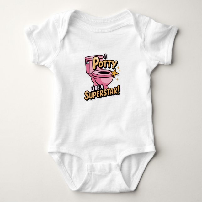 I potty like a superstar baby bodysuit (Front)