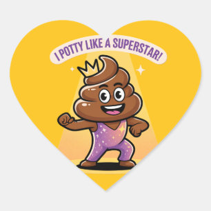 I Potty Like a Superstar Heart Sticker