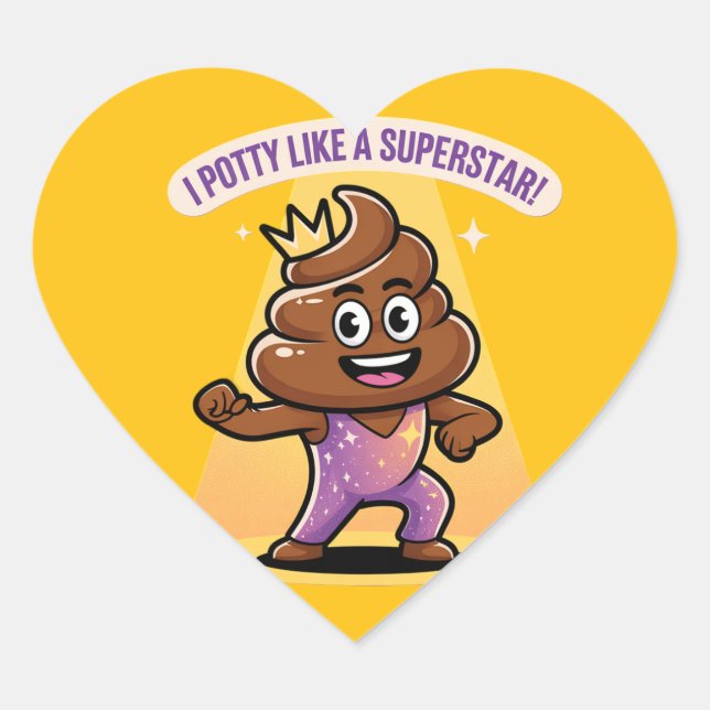 I Potty Like a Superstar Heart Sticker (Front)