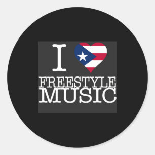 I Pr Heart Style Music Black T Shirt Classic Round Sticker