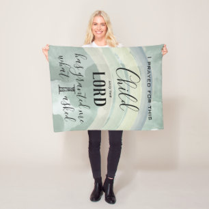 I Prayed for this Child Green Rainbow Baby Boy Fleece Blanket