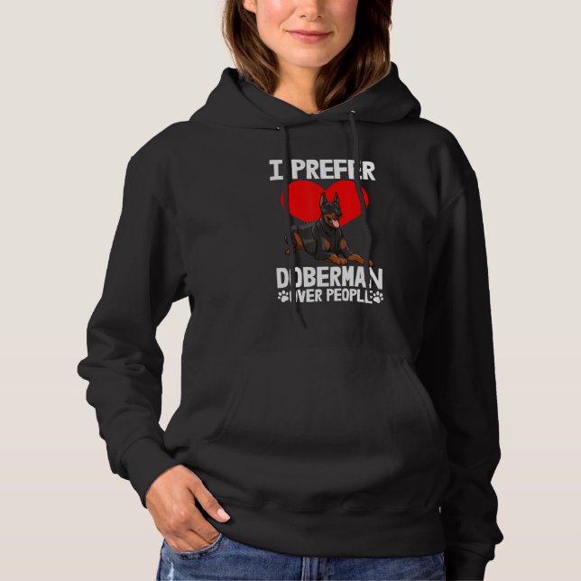 I Prefer Doberman Over People  Men Love Doberman B Hoodie (Front)