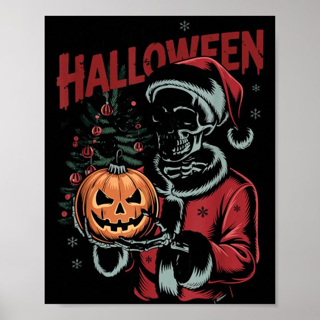 I Prefer Halloween Christmas Creepy Cute Skeleton  Poster (Front)