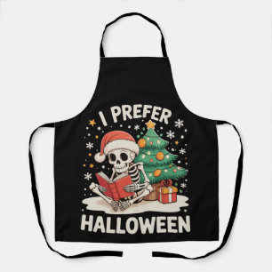 I Prefer Halloween Skeleton Reading Book Christmas Apron