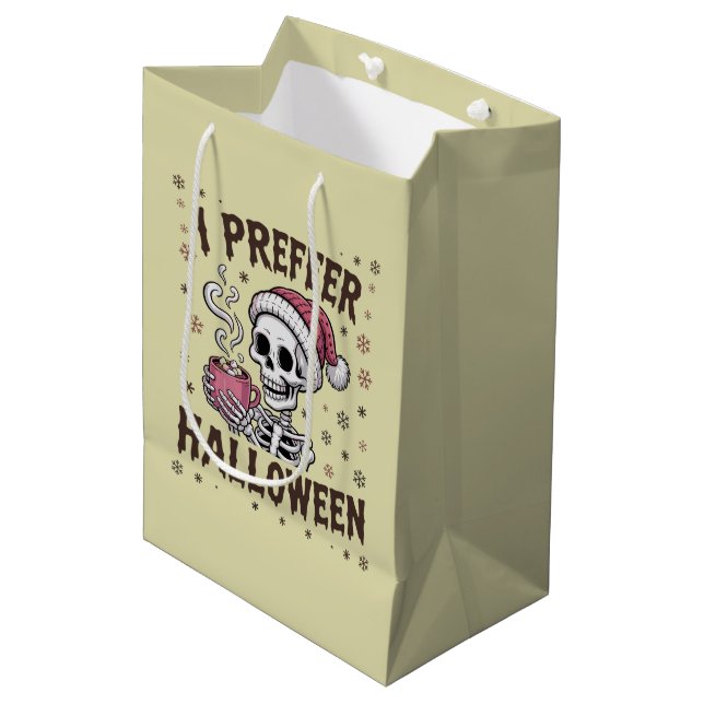 I Prefer Halloween Spooky Xmas Skeleton Gothic Medium Gift Bag (Front Angled)