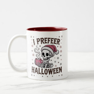 I Prefer Halloween Spooky Xmas Skeleton Gothic Two-Tone Coffee Mug