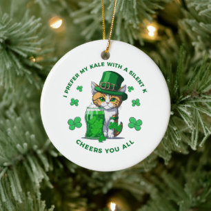 I Prefer My Kale With A Silent K Funny Beer Lover Ceramic Ornament